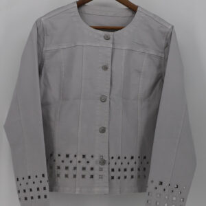 Women’s Denim Jacket with Lace Hem