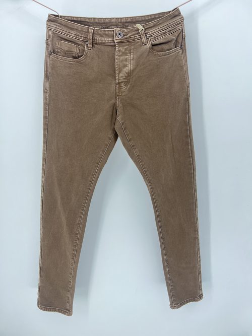 brown slim fit stretch denim jeans
