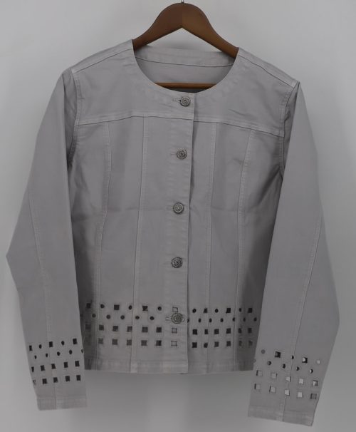 Women’s Denim Jacket with Lace Hem